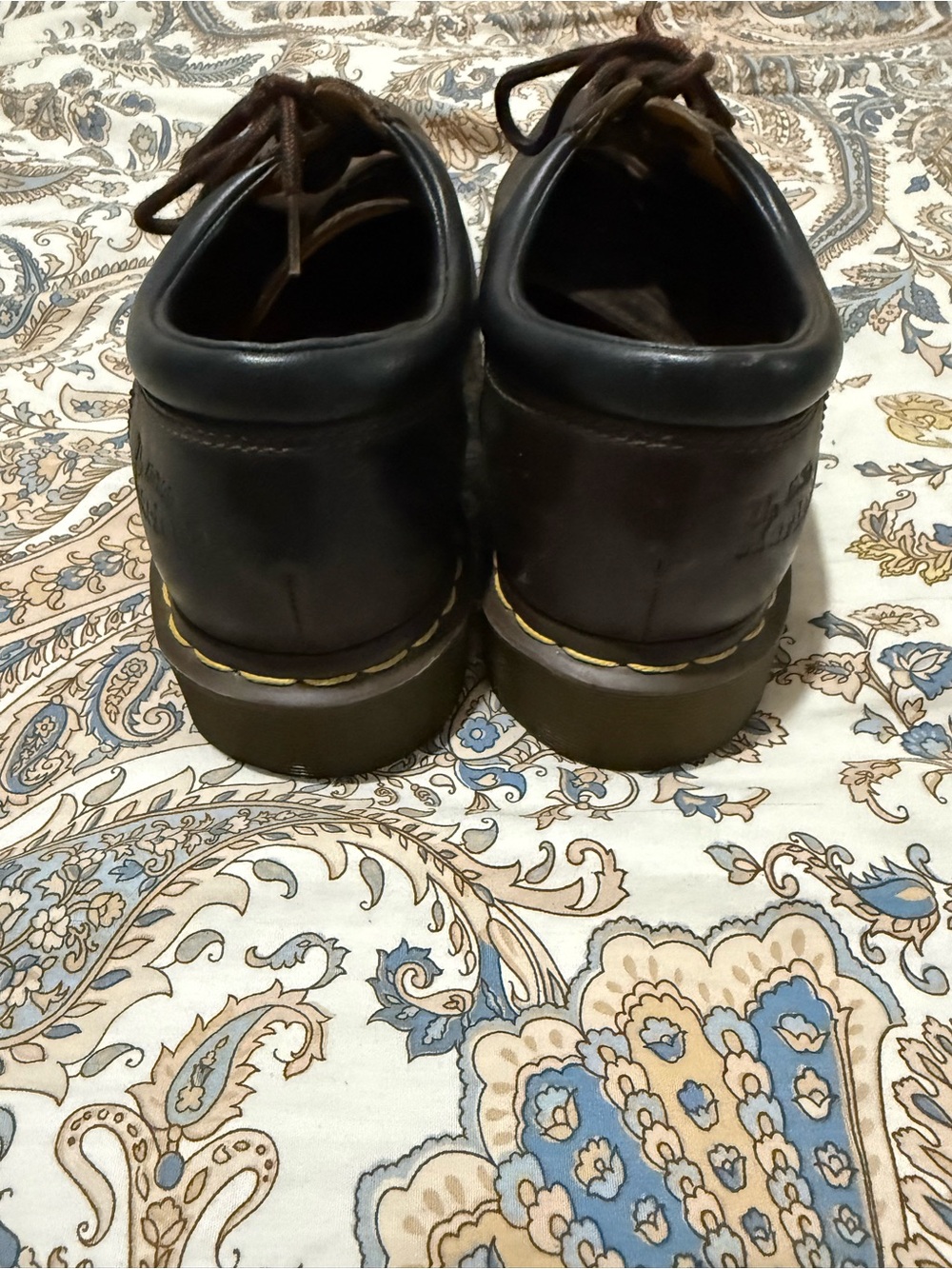 Dr. Martens Dark Brown Leather 5-Eye Lace-Up Oxfords with Yellow Welt - Picture 5 of 7